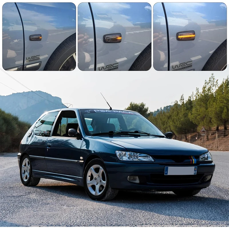 2Pcs Dynamic Side Marker Light Turn Signal Lamp LED Flashing For Peugeot 306 106