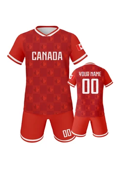 Custom Kids Canada Soccer Kit Personalized Football Set with Name & Number, Breathable National Team Training Uniform 1