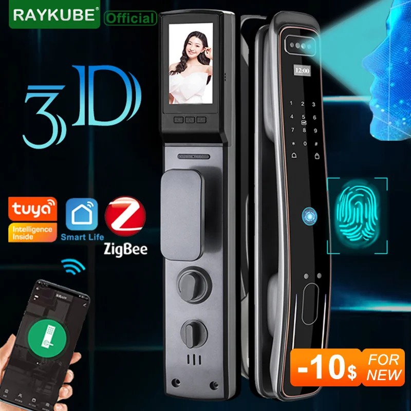 Raykube Df8 3d Face Recognition Tuya Zigbee Biometric Smart Door Lock