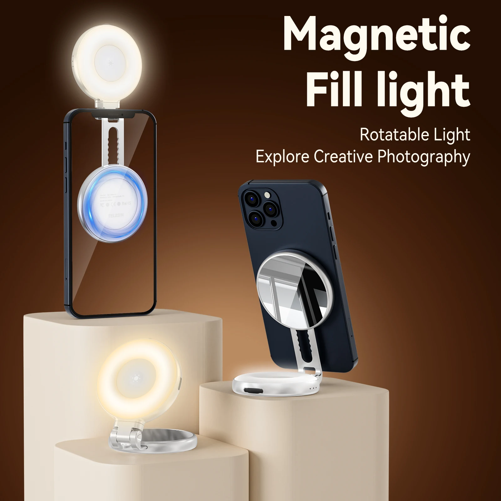 TELESIN Smartphone Magnetic Fill Light Mini Selfie Light 3 Modes ...