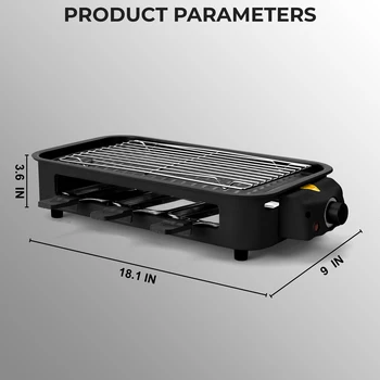1700W 2-in-1 Smokeless Electric Indoor Grill, Removable Non-Stick Plates Adjustable Temp 120V US Plug for Home Party 7