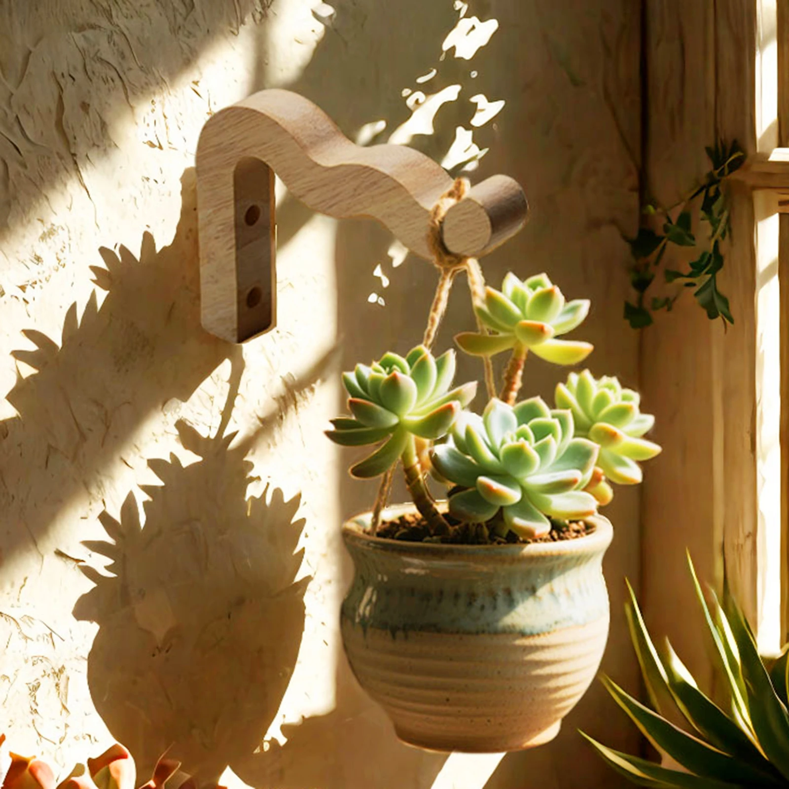 Plant Hanger Farmhouse Sturdy Bracket Flower Basket Hanger Wall Mount for Light Planter Pot Wind Chime Macrame Garden Decoration