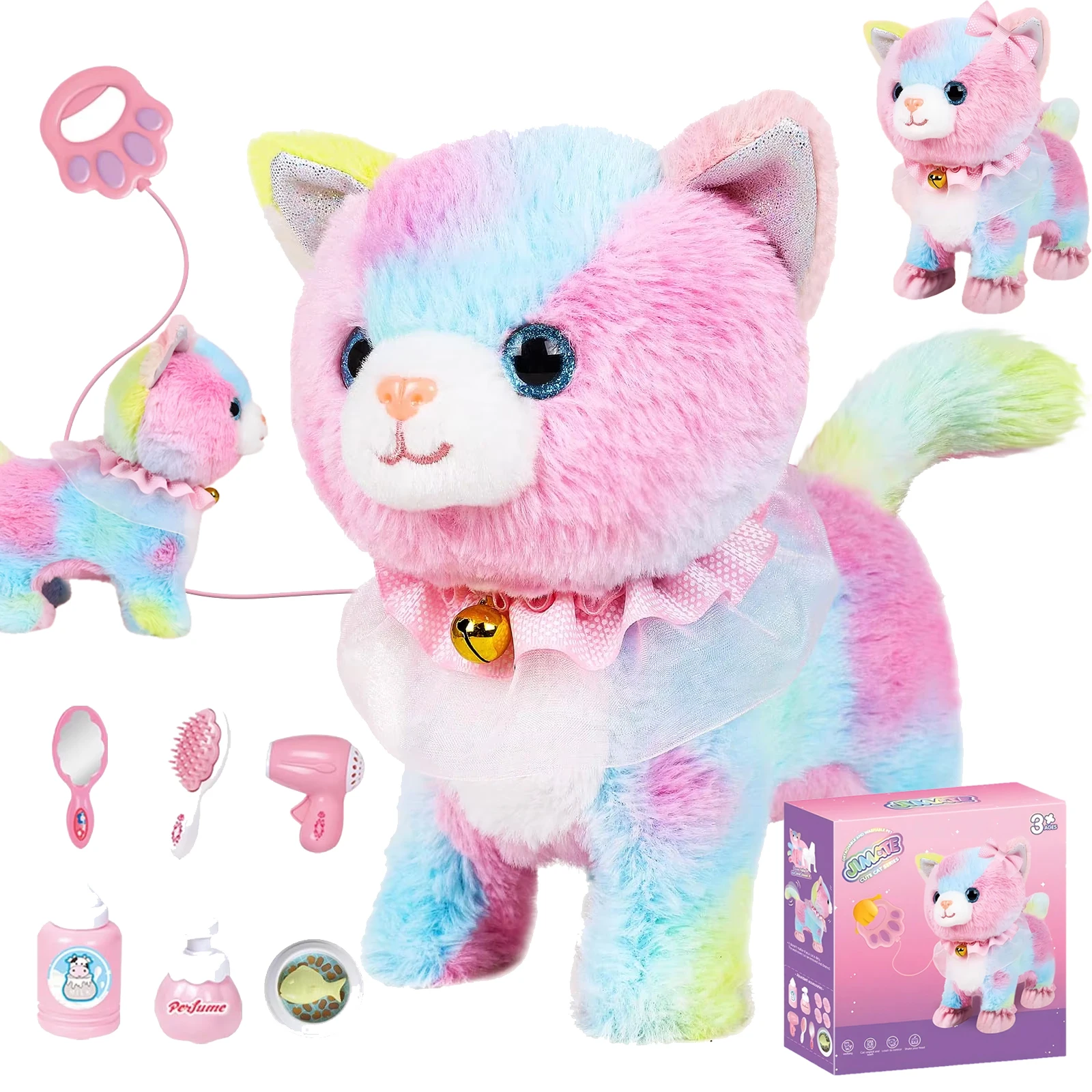 Interactive Walking Toy Cat with Touch & Voice Control, Remote Leash & Waggling Tail - Perfect Gift