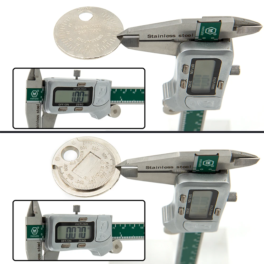 Spark Plug Gauge 1pc Coin-Type 0.6-2.4mm Spark Plug Gap Gauge Measurement Tool Auto Ignition Range Caliber Measuring Tool Feeler