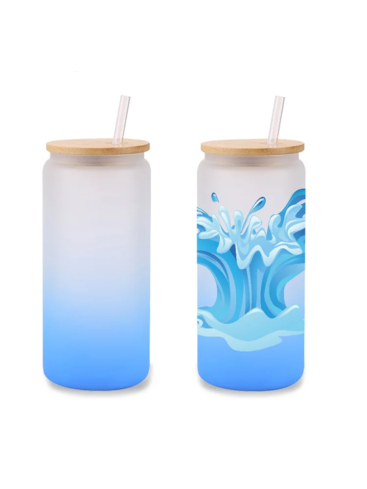 Frosted Sublimation Glass Cups Bamboo Lid  Sublimation Blank Glass Cups Bamboo  Lid - Glass - Aliexpress