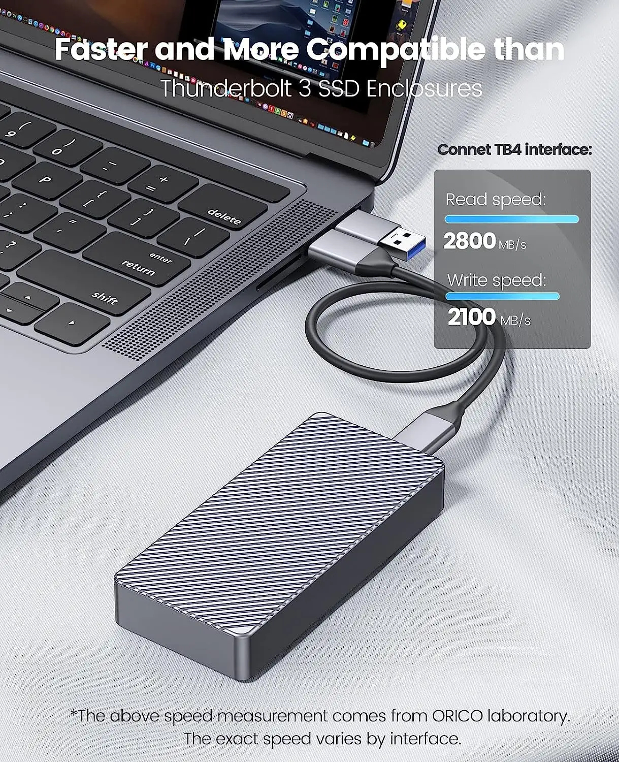 Orico-adaptador Externo de Alumínio Gabinete Ssd Usb c Compatível com Thunderbolt e Pcie 3.0x4 Ferramenta Gratuita M.2 Nvme 40gbps Usb4 - Imagem 5
