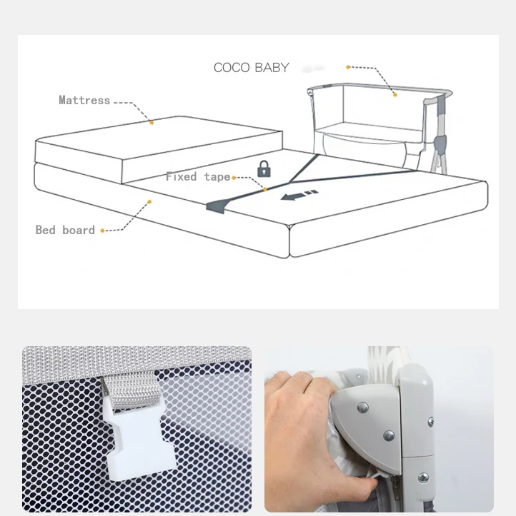 Modern cheaps Newborn cot portable infant bedside sleeper foldable playpen black gray baby bed crib bassinet for 0-3 years baby Ae7c23ee301ae47b08ad0cd8447f4a37dy