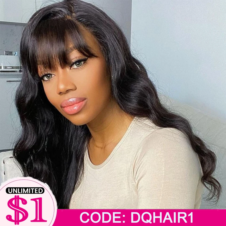 

Парик DQ с челкой для женщин, натуральные волнистые искусственные волосы средней части, для косплея, вечеринки, ежедневного использования