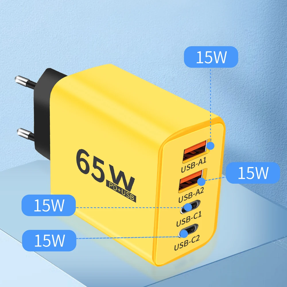 65W Charger USB C Fast Charging for iPhone 15 14 Xiaomi Samsung Oneplus