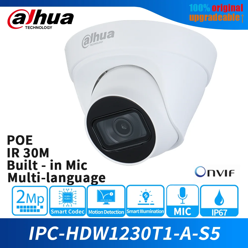 Dahua Ip Camera 2mp Poe Ipchdw1230t1as5 Ir30m Builtin Mic Motion
