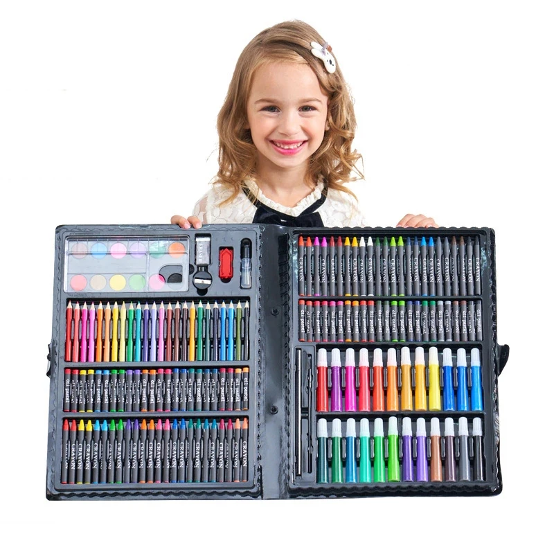 168pcs Children Drawing Set Art Painting Set Educational Toy Watercolor  Colored Pencil Crayon Drawing Art Supplies Kids Gift