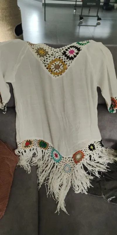 Elegant Crochet Bikini Cover-Up with Fringe Trim for Women photo review