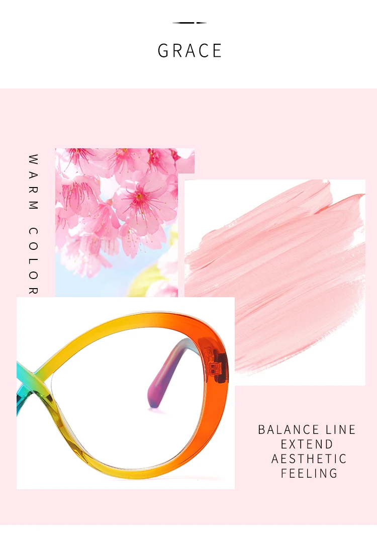 Fashion Women's Computer Glasses Rainbow Color Round Eyewear Frames