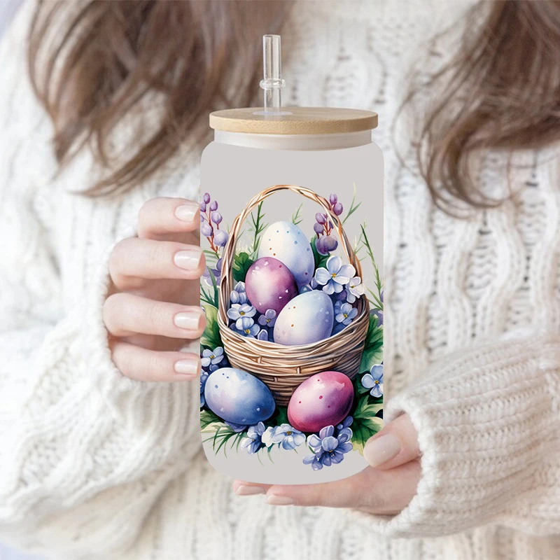UV DTF Transfer Sticker Easter Rabbit For The 16oz Libbey Glasses Wraps Bottles Cup Can DIY Waterproof Decals D12894
