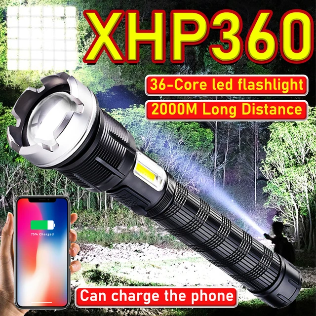 Torche d'urgence zoomable longue portée, lampe de poche LED injuste,  budgétaire super lumineux, lampe de poche extérieure, affichage de  l'alimentation - AliExpress