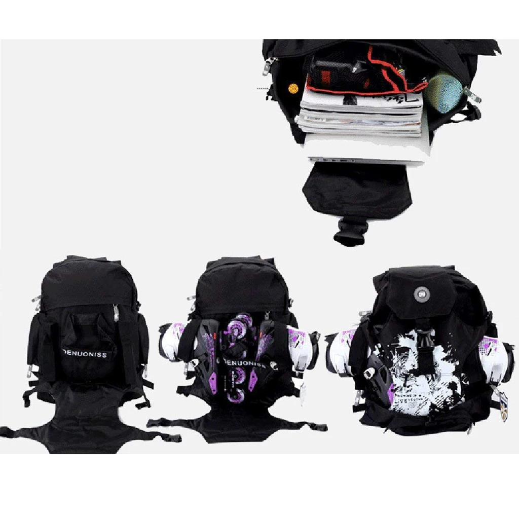Outdoor Roller Inline Skates Storage Bag Shoulder Backpack for Skate Holder Multi Pockets Roller Skates Carrier Container