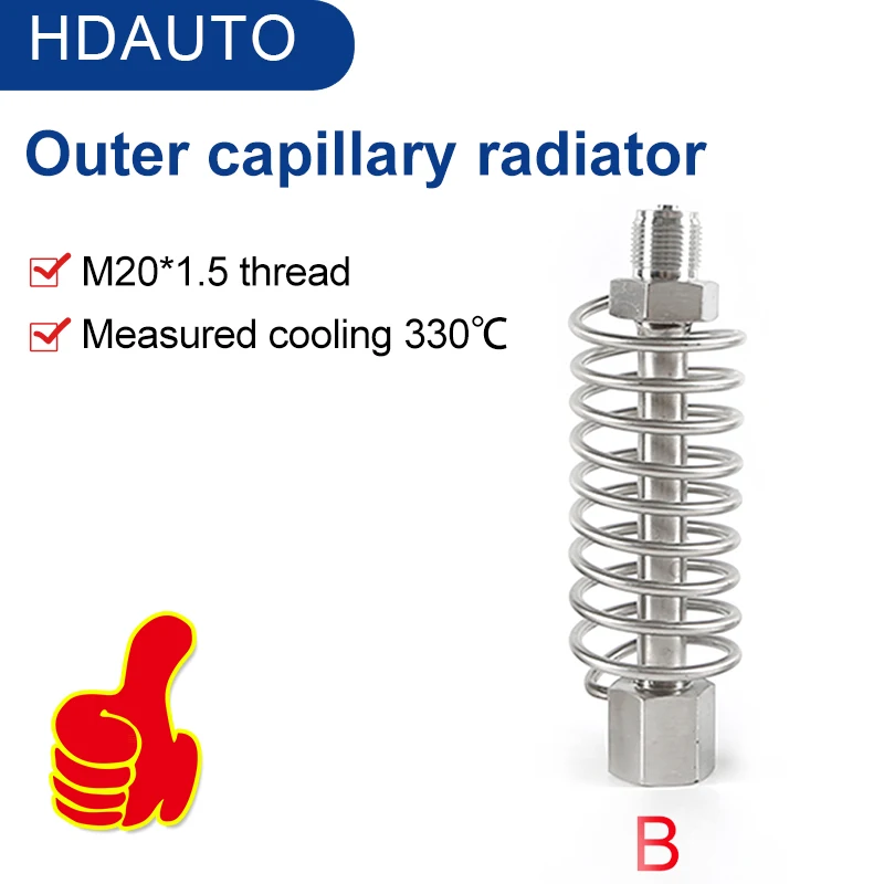 M20*1.5 SS304 Stainless Steel High Temperature Capillary Radiator Chip Pressure Transmitter Accessories pressure gauge cooler
