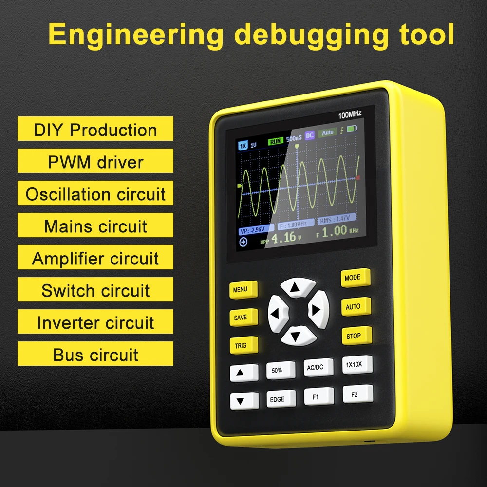 FNIRSI 5012H Handheld Digital Oscilloscope 500MS/s Sampling Rate 10MHz Analog Bandwidth 2.4 Inches Support Waveform Storage digital oscilloscope