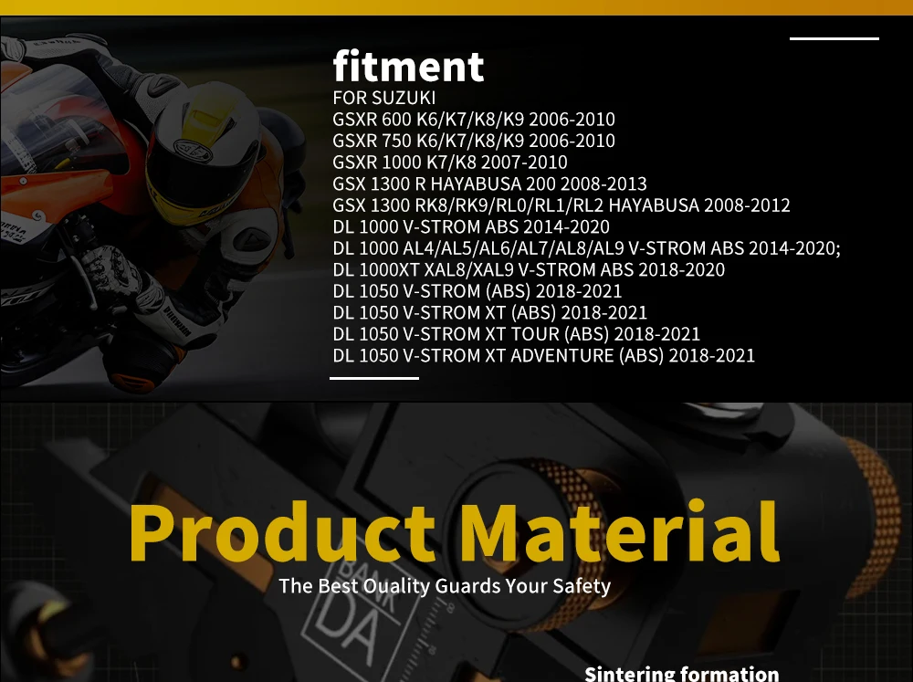 JSRAOIMG Gesinterte Bremsbeläge vorne und hinten für SUZUKI DL1000 XT V-Strom GSXR600 GSXR750 2006 2007 2008 2009 2010 GSXR1000 K7/K8 GSX1300R Hayabusa 2008-2011 2012 – Detail 6