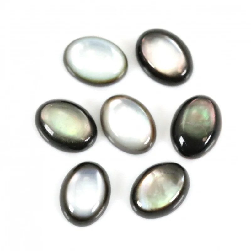 5개 회색 자개 오벌 4x6-13x18mm 카보숑 루스 스톤 주얼리 제작용 반지 펜던..