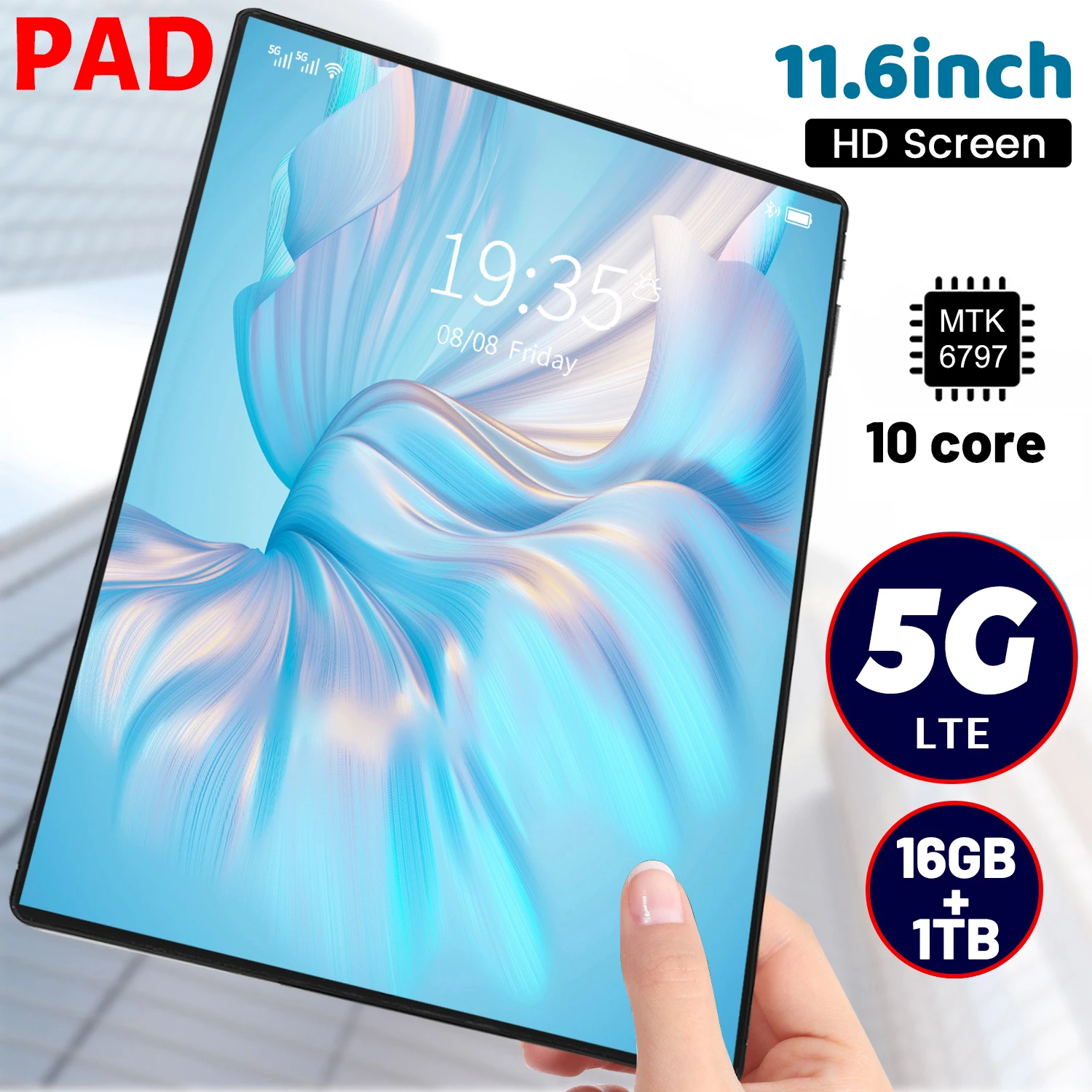 2024 nový 5G tablet 11.6 palec Android 11.0 phablet MTK6797 16GB beran 1TB ROM tablet PC dvojí fotoaparátů dvojí sim karta  WIFI type-c