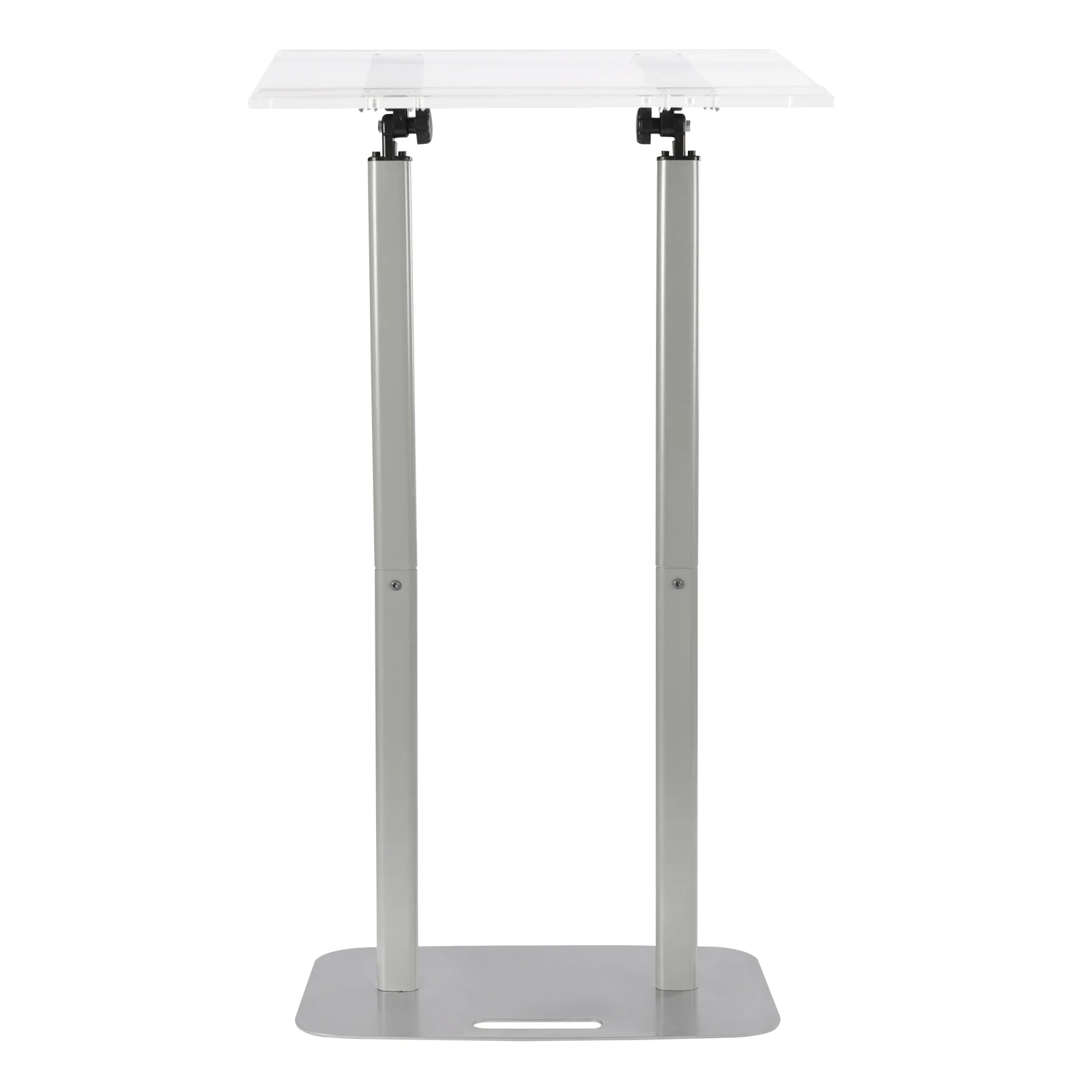 Clear Acrylic Podium Silver Iron Body and Base 46.46 Inch Height Floor Standing Lectern Pulpit Desk for Schools, Conference 2