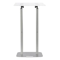 Clear Acrylic Podium Silver Iron Body and Base 46.46 Inch Height Floor Standing Lectern Pulpit Desk for Schools, Conference 2