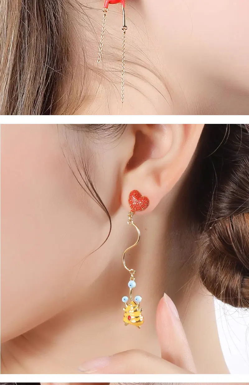 Juicy Grape Stranger Little Devil Handgefertigte Emaille-Ohrstecker Silber 925 Piercing-Stift für Damen – Detail 6