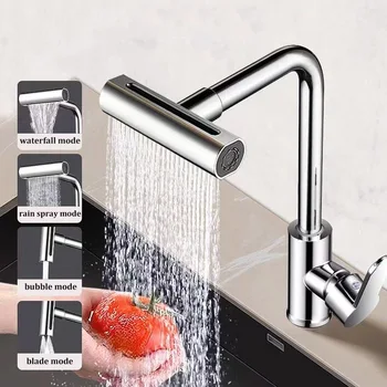 Rubinetto girevole universale da cucina Cascata a quattro velocità Rubinetto per lavabo multifunzione rotante universale per acqua calda e fredda 1
