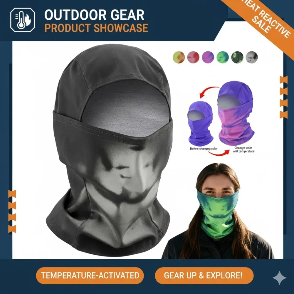 Heat Reactive Balaclava Unisex Temperature Sensitive Ski Mask For Hiking Cycling