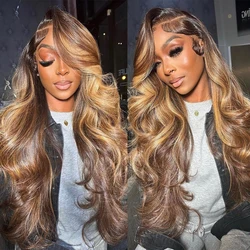 13x4 Hd Highlight Wig Colored Human Hair Body Wave Frontal Wig Brazilian On Sale Glueless Honey Blonde Lace Front Wig For Women