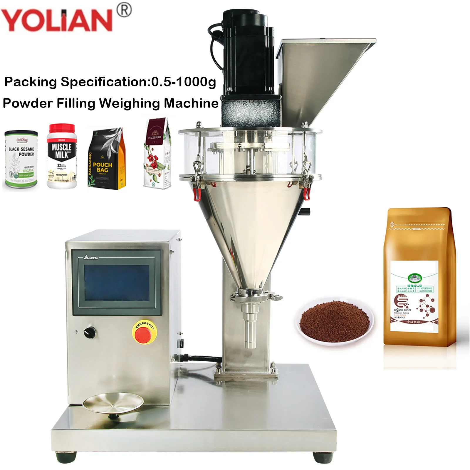 DF-B Semi-automatic Powder Filling Weighing Machine For Flour Milk Dry Talcum Protein Spice Powder Auger Filler