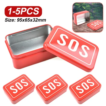 1-5pcs SOS Tin Medicine Pill Storage Case Lid Container For Outdoor Survival Gear Kits Set First Aid Pill Box Camping Equipment 1