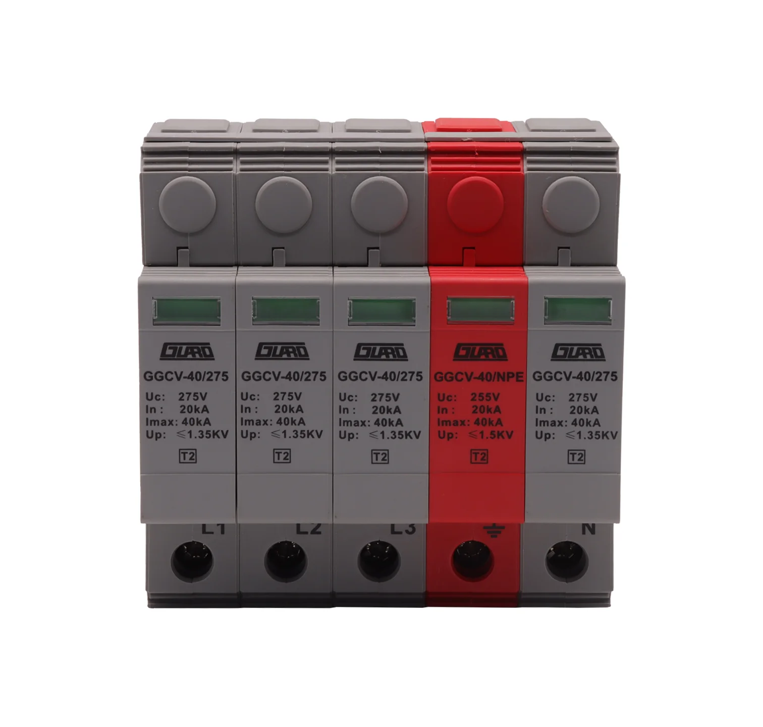 AC SPD 4P+NPE 20KA~40KA 275VAC 255AC 4+1 Surge Protector Indoor Surge Protection Device Safe Power Low Voltage Arrester