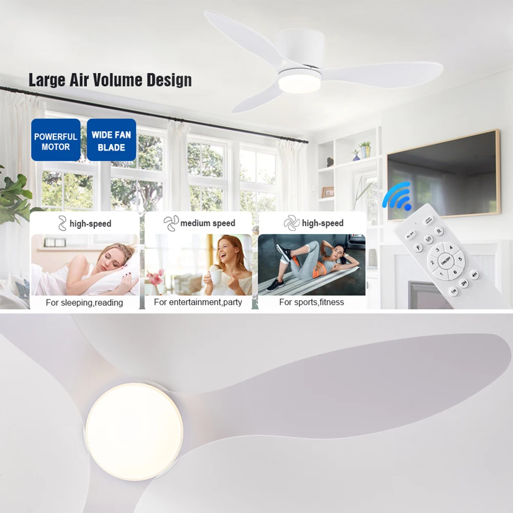 IRALAN Modern LED Ceiling Fan Light With Remote Control Low Floor Decorative Light Energy-saving Light With Fan In Bedroom Home 3
