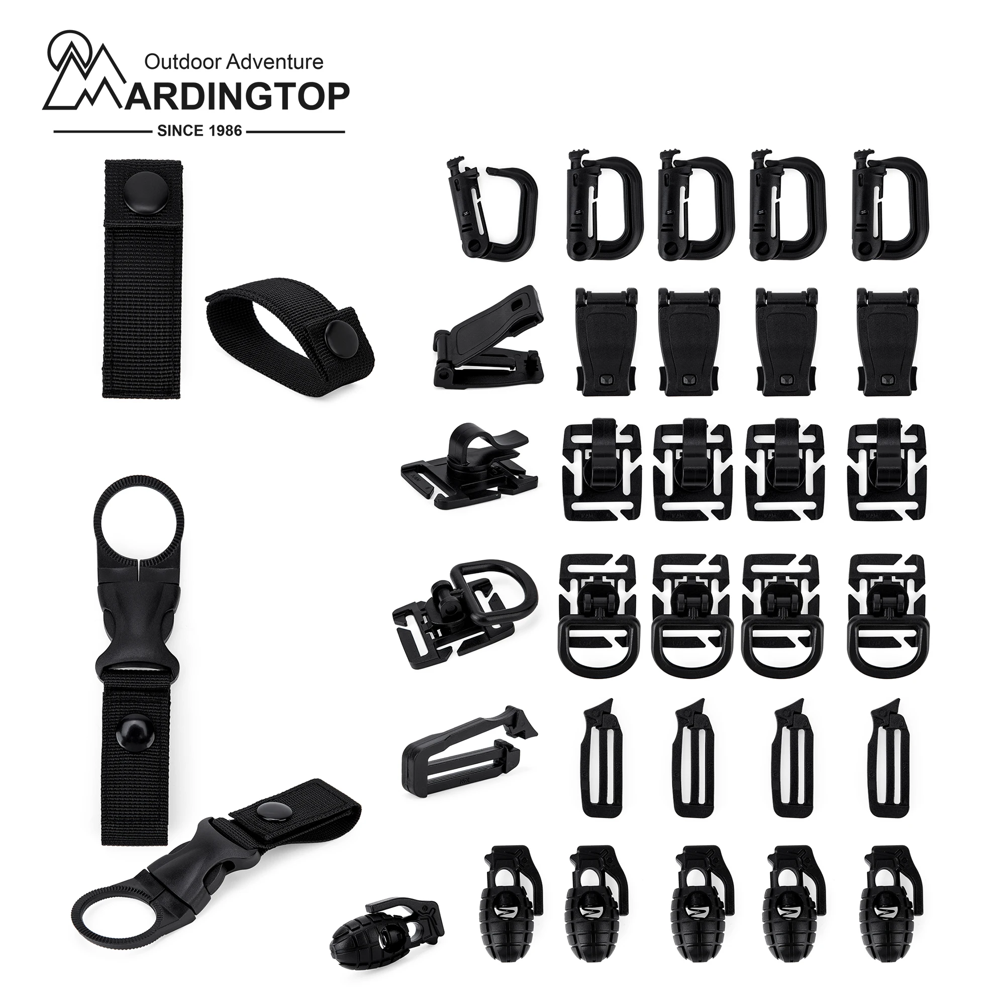 MARDINGTOP 35-Pcs MOLLE Accessories Clips Kit for Attaching Gear with MOLLE System Increase Capacity and Versatility of Backpack