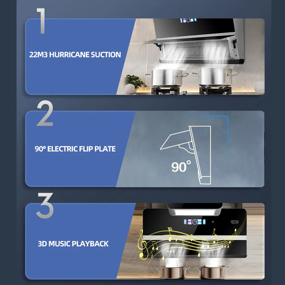 CXW-410-ZS02 Household Kitchen Suction Range hood Automatic Cleaning Smoke Machine Wall-Mounted Mute 2