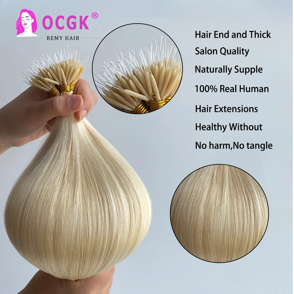 Highlight Blonde Elast Ring Hair Extensions Straight Naturel Real Human Hair Micro Beads Extension 0.8G/1G/Strand 12-26Inch