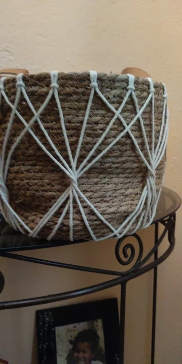 Rattan Storage Basket Living Room Flower Pot Home Decor Durable Net Pocket Pot Outdoor Lawn Decoration photo review