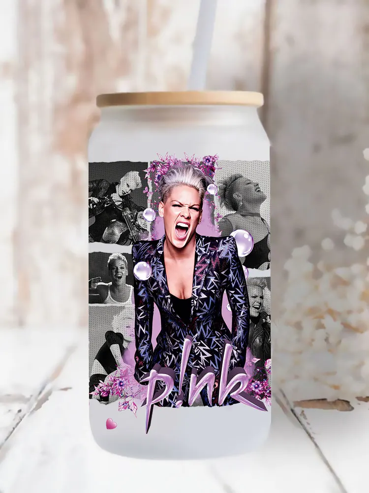 Characters PINK POP Singer Bundle Pink Summer Carnival UV DTF Sticker DIY Waterproof For Wraps Libby 16oz Glass Cup D12759