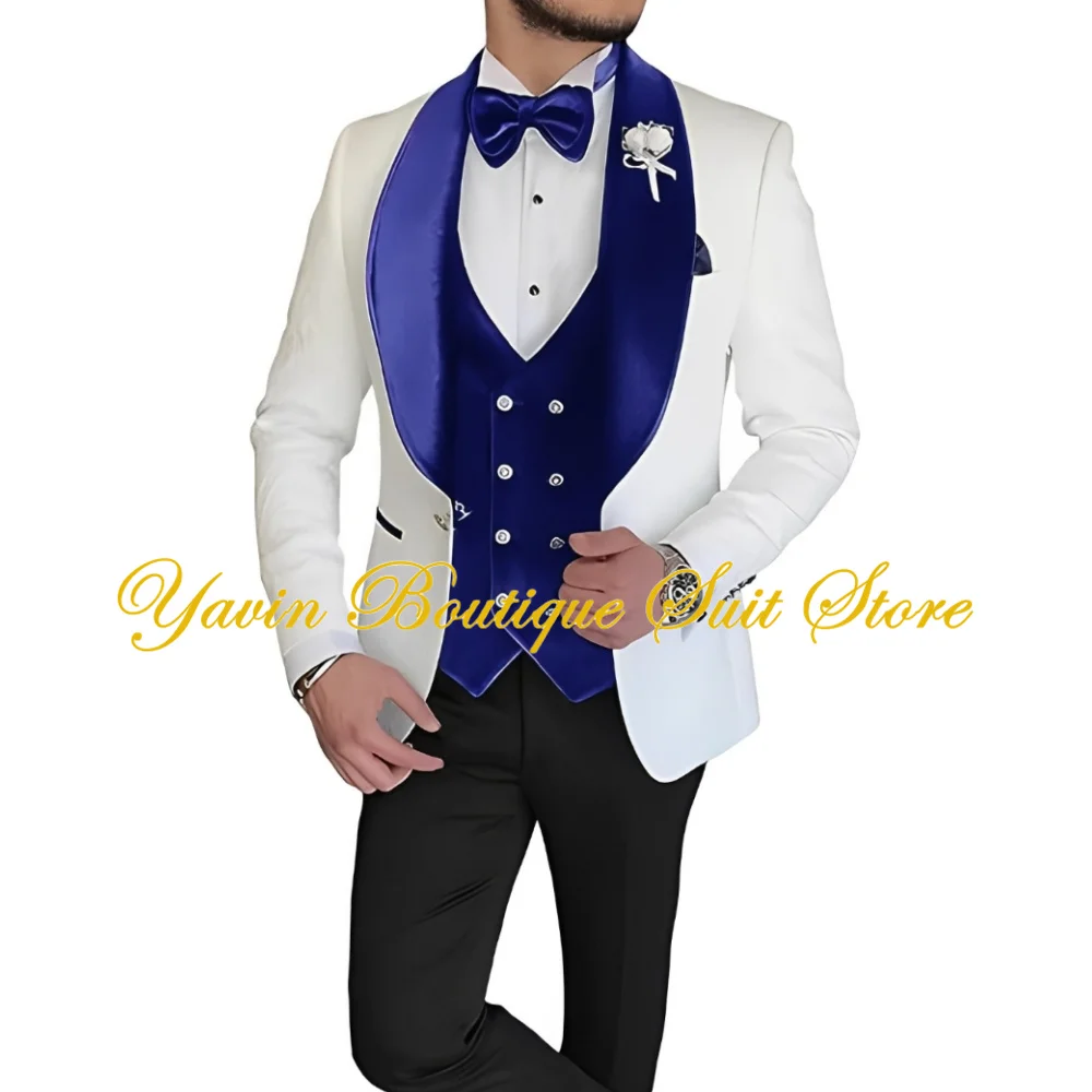 

Men's Wedding Tuxedo Elegant Men's Suit Shawl Collar Jacket Pants Vest 3-piece Set Men Blazer Outfit