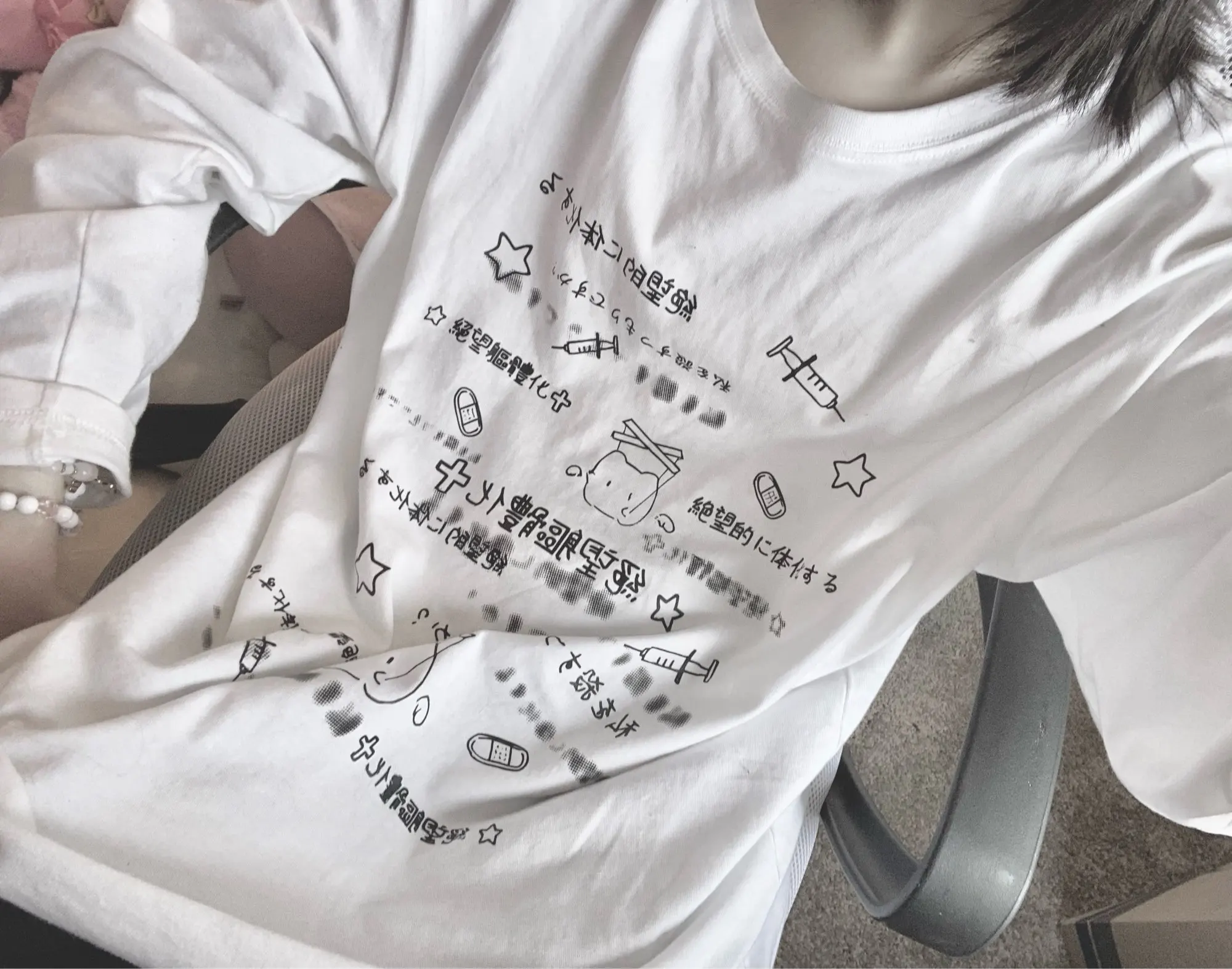 White Oversize Neko T-Shirt - Cutecore Aesthetic photo review