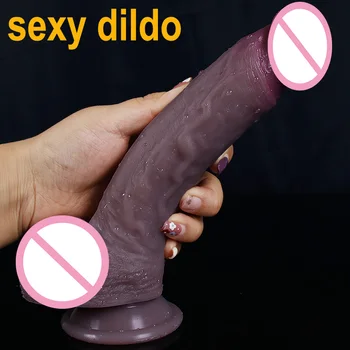 Realistic Dildo Sex Toys for Womans Soft Double Layer Silicone Adult Woman Penis Butt Plug Dick Vagina Anal Massage Masturbation Wholesales Realistic Dildo Sex Toys for Womans Soft Double Layer Silicone Adult Woman Penis Butt Plug Dick