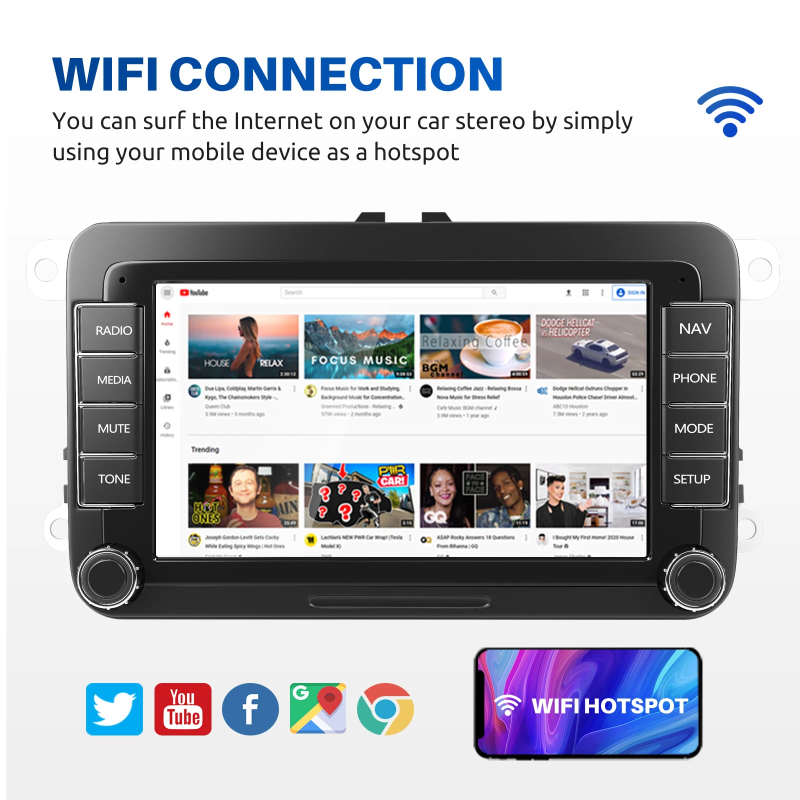 ESSGOO Car Radio 2 din Android Auto Stereo For VW Volkswagen Skoda Seat Golf Passat 7 inch WiFi CarPlay Multimedia Video Player