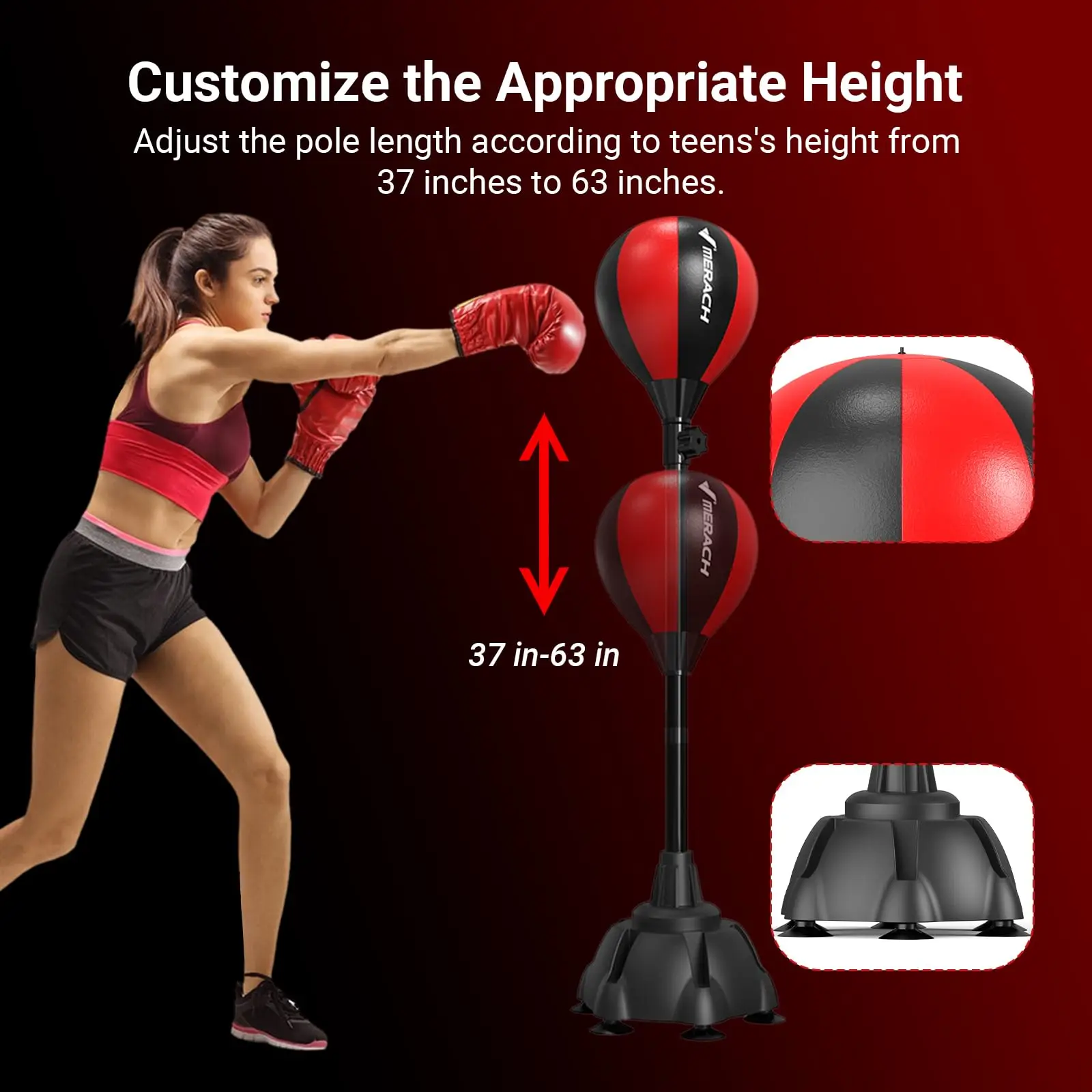MERACH Punching Bag with Stand Punching Bag for Adults & Teens Adjustable Height Boxing for Stress Relief & Fitness Home Gym