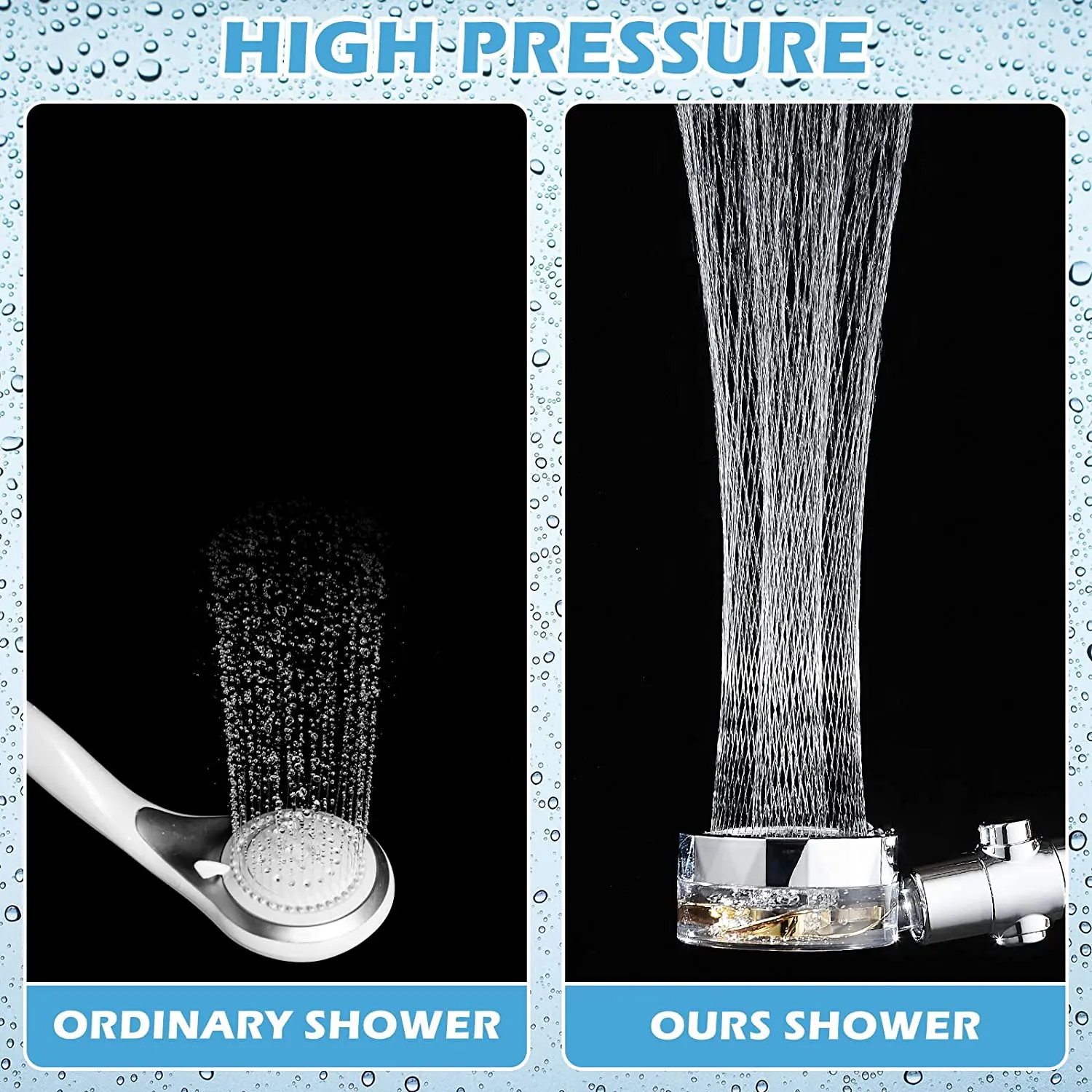 Universal Adaptation Propeller Shower Head High Preassure Rainfall Spray Water Saving Turbo Fan Showerhead Bathroom Accessories 2
