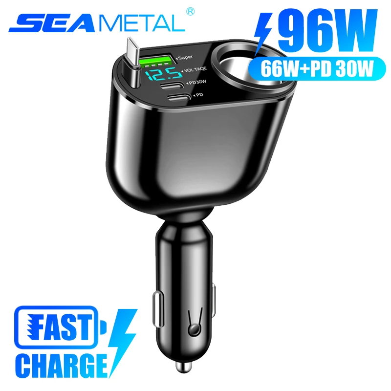 Car USB Charger 96W Fast Charging Adapter for iPhone Smartphone
