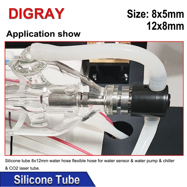 DIGRAY 20 Meters Silicone Tube 5x8mm 8x12mm Water Pipe Flexible Hose For Water Sensor & Air Pump & Water Chiller &Co2 Laser Tube 5