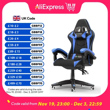 bigzzia Gaming Chair Office Chair Desk Chair Swivel Heavy Duty Chair Ergonomic Design with Cushion and Reclining Back Support