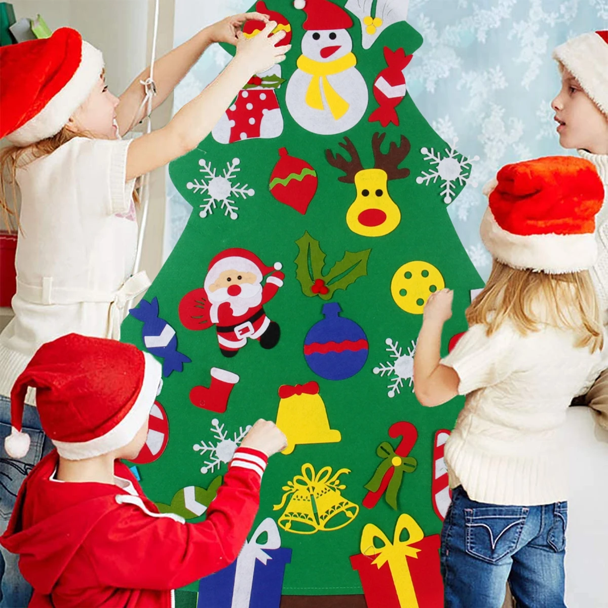 Kids DIY Felt Christmas Tree Merry Christmas Decorations For Home